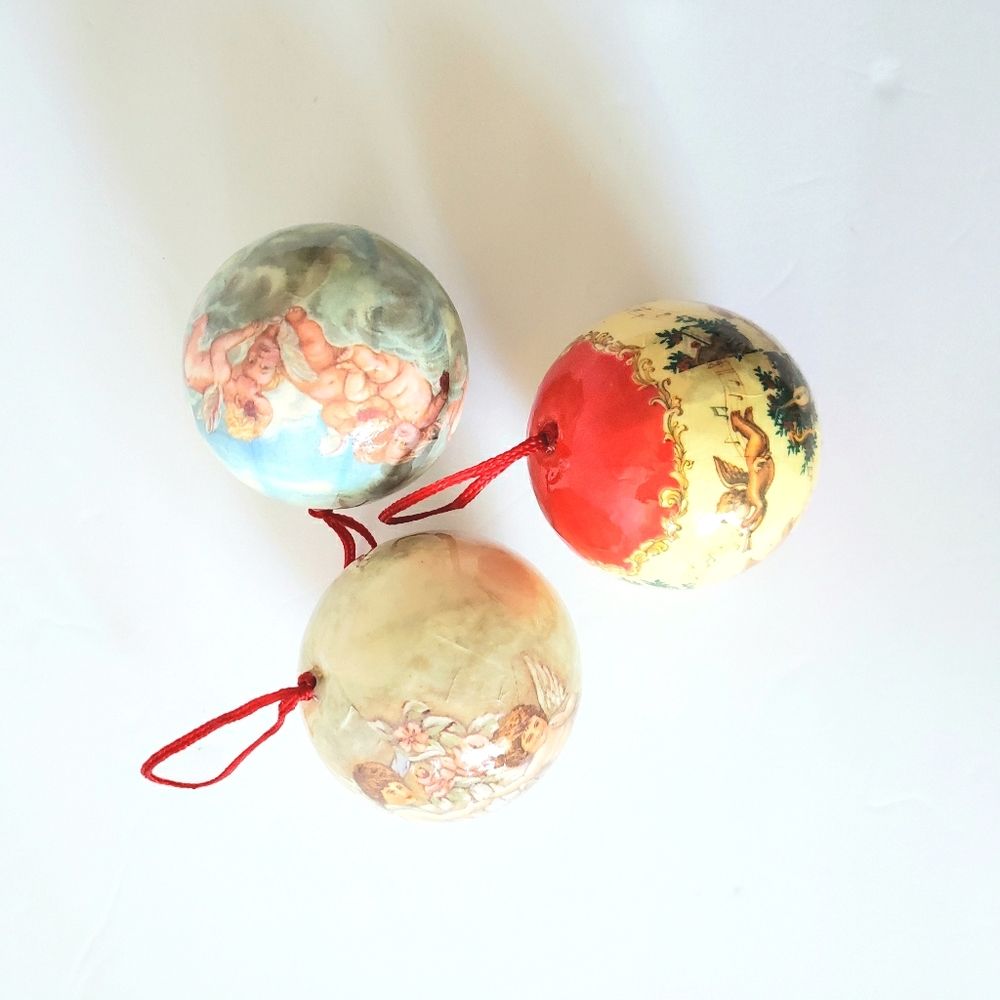 3 Vintage Angel Paper Mache Christmas Ornaments 3